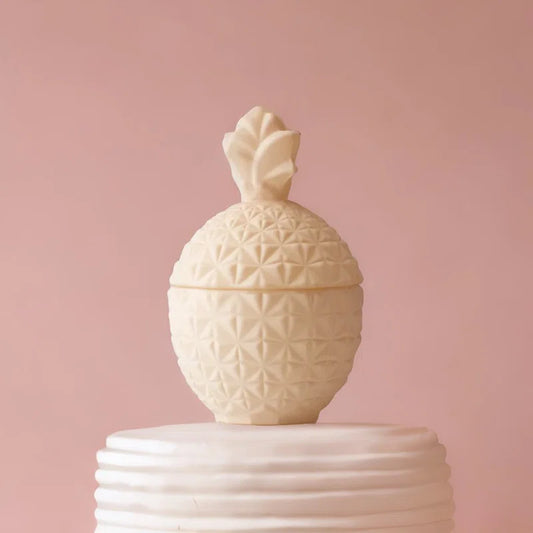 Peach X Pearl Co Scented Pineapple Jar Candle, 6 oz, Pomegranate Fragrance Oil