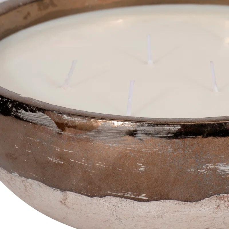 Decorative Terracotta Scented Bowl for Bookshelf - Modern Two Tone Decor Candle Living Room, Coffee Table, or Bedroom - 12"